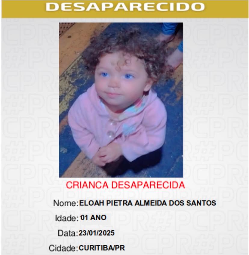 Paraná cria força-tarefa para encontrar bebê de 1 ano sequestrada em Curitiba